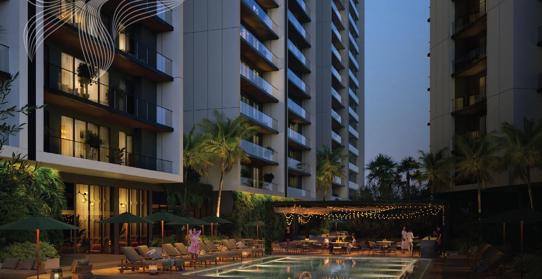 Skyline Pool Lounge at dusk